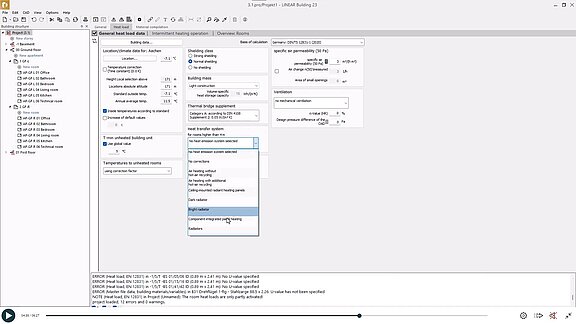 LINEAR heat load - settings