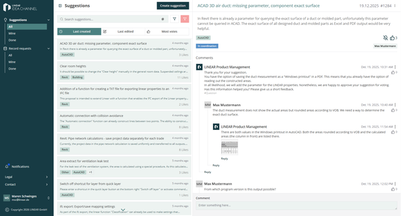 Figure 2: Screenshot of the new Idea Channel interface