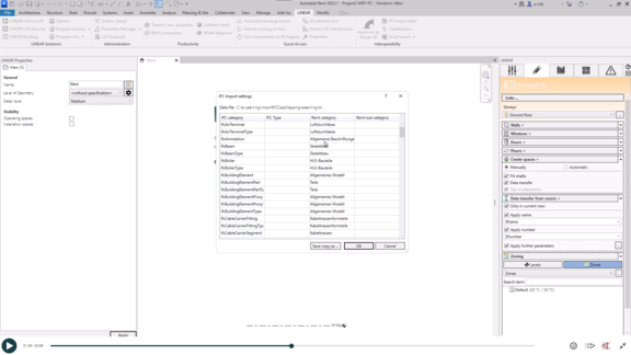 IFC import settings