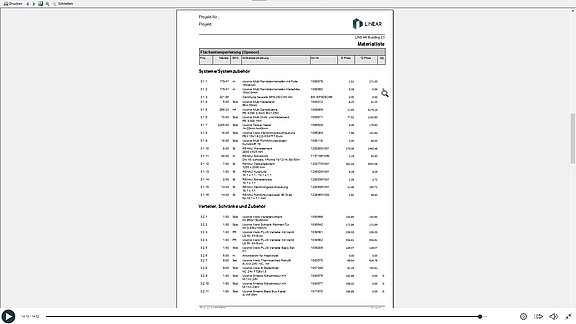 E-Learning LINEAR: Flächenheizung - Materialzusammenstellung