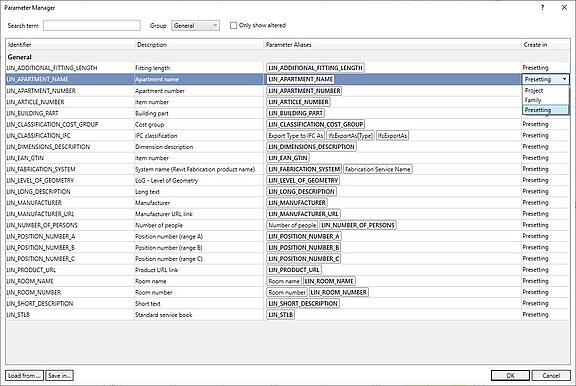 Paramter management - LINEAR Solutions for Revit  