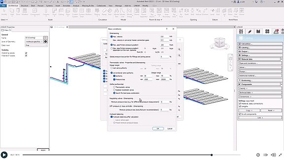 Settings - Cooling pipe network calculation in Revit with LINEAR 