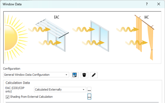 Figure 4: Using the external shading calculation in LINEAR Building.