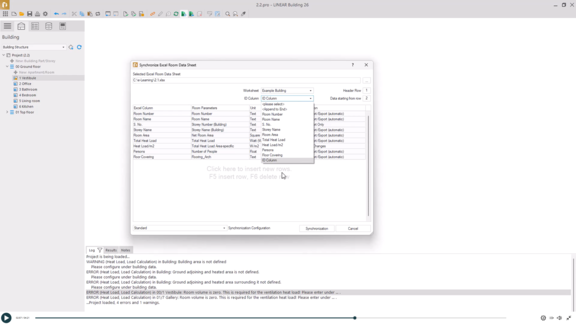 Editing Data and Synchronizing with the Excel Room Data Sheet