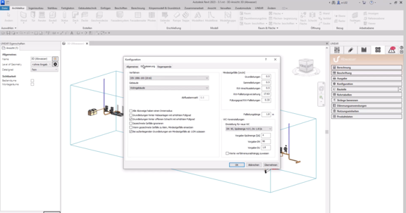 Konfiguration der Abwasserrohrnetzberechnung