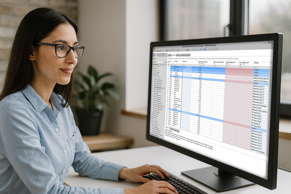 Kobieta przy komputerze – moduł przestrzenny LINEAR
