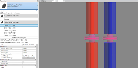 Generate flanges on pipe ends, for pipe separation and on accessories.