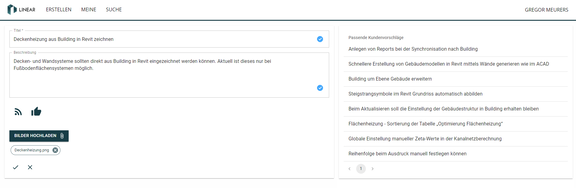 Fig. 2: While creating new proposals, the search will show you already submitted proposals that might be suitable to avoid duplicates (in German)