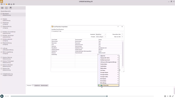 Importieren von Raumbuchinformationen aus Excel