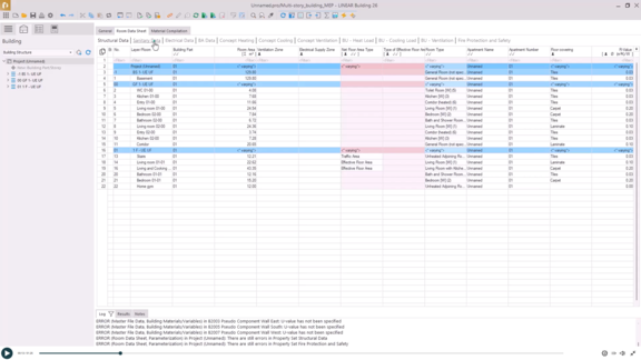 Room Data Sheet Parameterization
