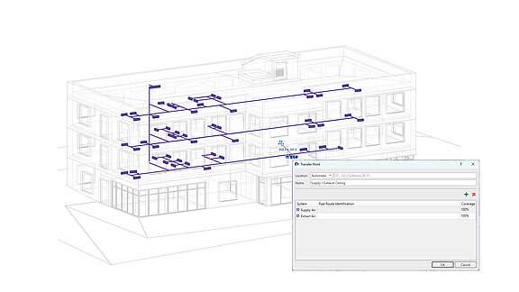Figure 4: Pipe Route Concept for office ventilation with roof top unit