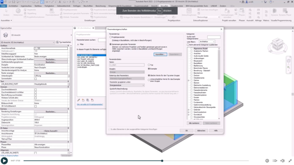 E-Learning Linear - Revit als Datenbank - Projektparameter