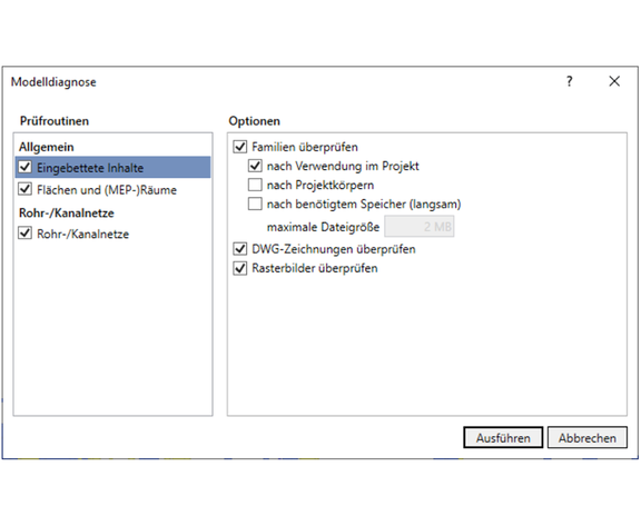 Automatisierte Diagnose des Revit-Modells