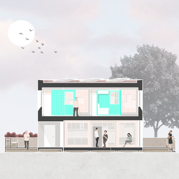 The CUBE is a freely movable spatial unit and the central design aspect of the project.