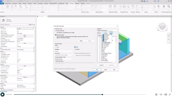 Revit - Continue with project parameters and their properties.