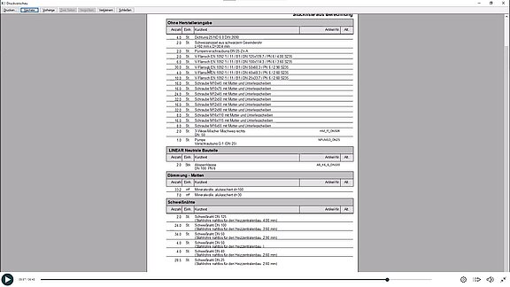 3D-Rohrleitungsbau - Dokumentation Stückliste / Positionsliste