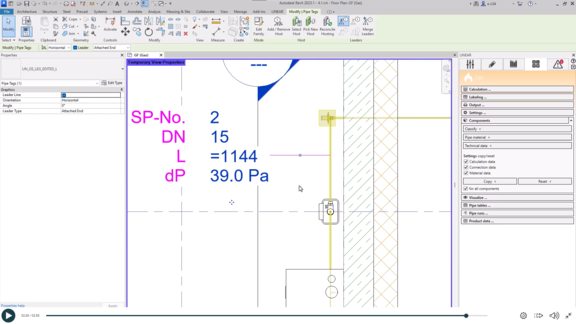 Gas pipe network calculation - Revit - Lettering