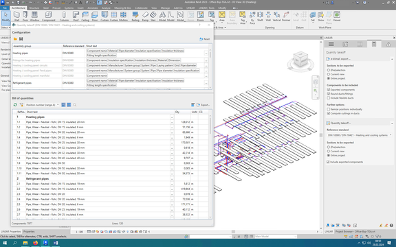Model-based quantity takeoff now also for heating and cooling systems - LINEAR for Revit