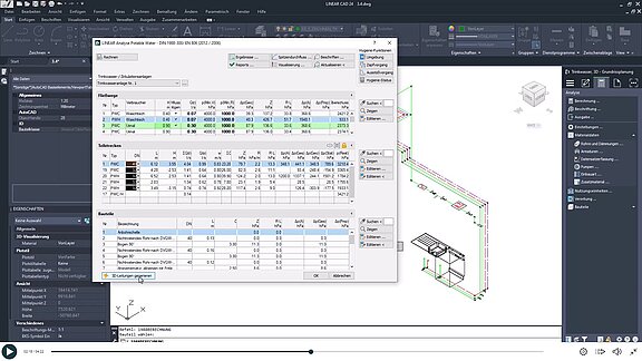 Gemeinsamkeiten der LINEAR Analyse Module - Berechnungsdialog AutoCAD