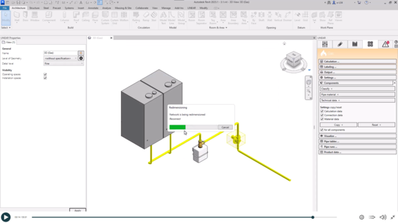 Gas pipe network calculation - Revit - Redimensioning