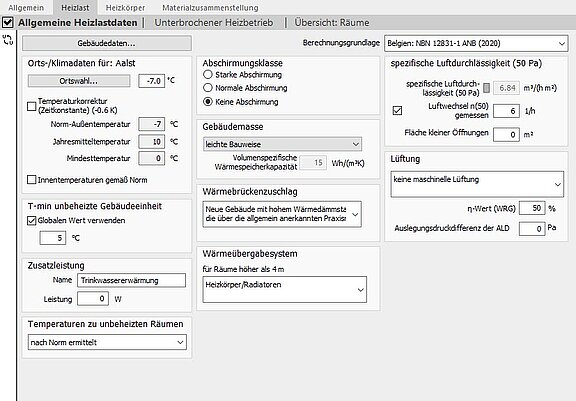Belgische Heizlastberechnung NBN 12831-1 ANB (2020) - LINEAR Solutions