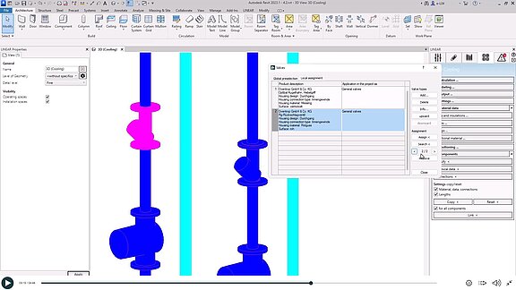 Valves - Cooling pipe network calculation in Revit with LINEAR 