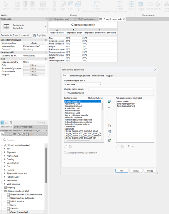 Strefy | LINEAR i Revit