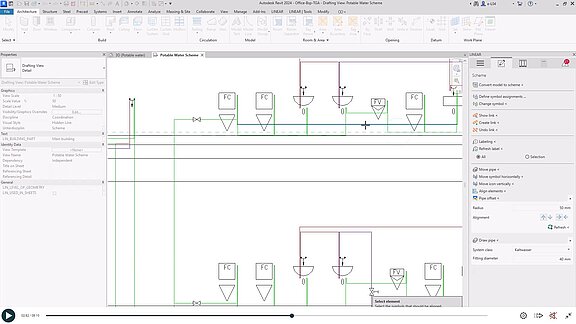 Scheme design with LINEAR in Revit - move pipes