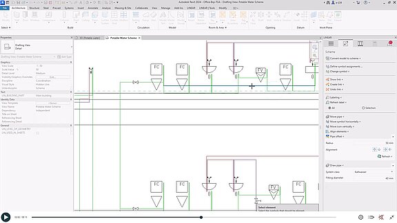 Schemaontwerp met LINEAR in Revit - leidingen verplaatsen