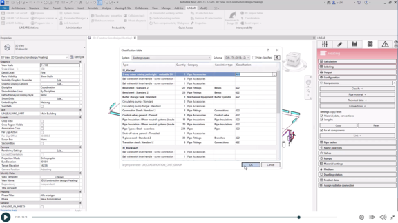 Indeling op kostengroepen met LINEAR voor Autodesl Revit 