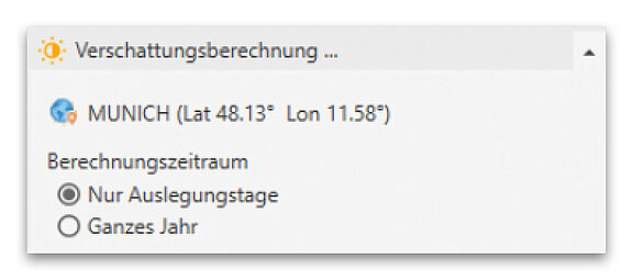 Abbildung-2 Konfiguration der Verschattungsberechnung