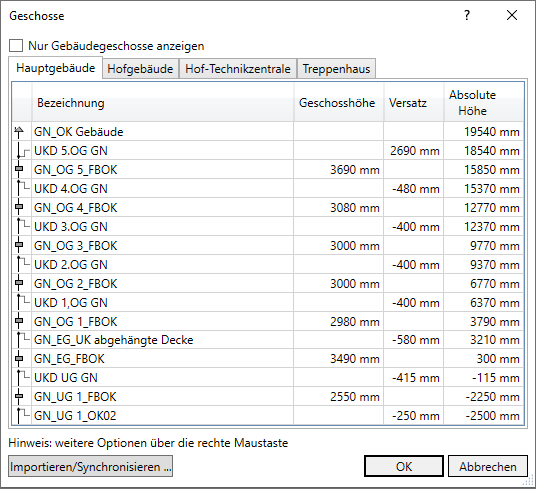 Geschossdialog