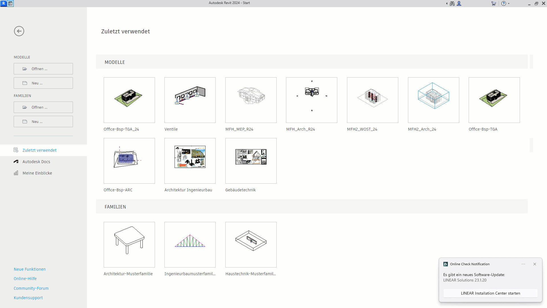 Updatemitteilung- LINEAR Solutions