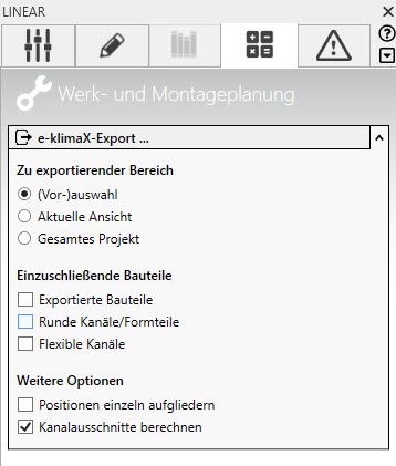 Kanalausschnitte im E-Klimax Export - LINEAR Solutions 