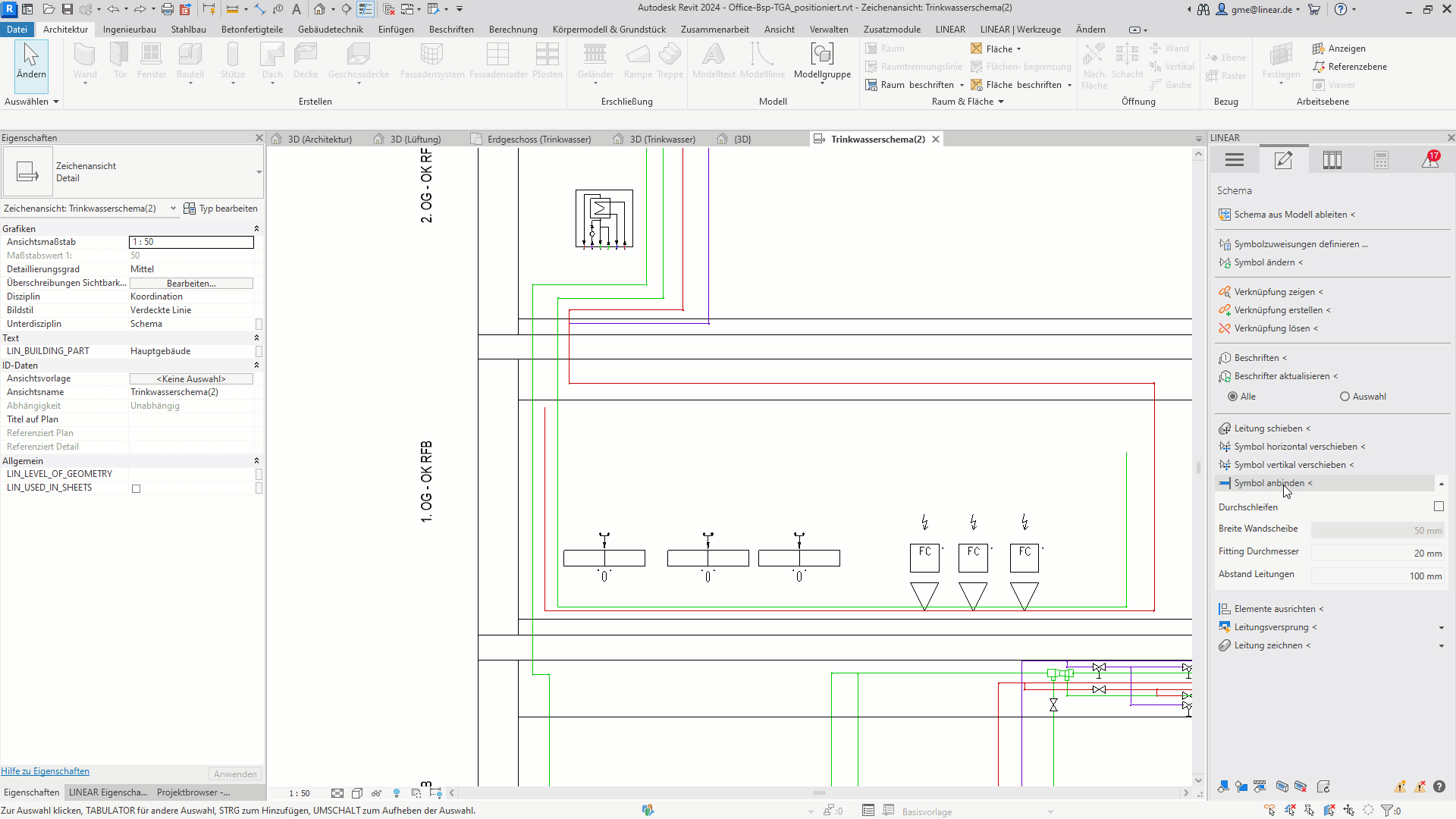 Symbole automatisch anbinden in der Schemaplanung für Revit  